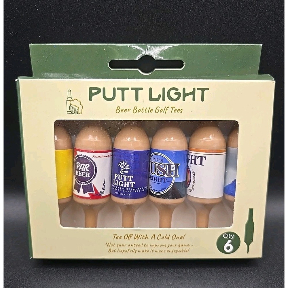 Putt Light Beer Bottle‎ Golf Tees – Novelty Golf Gift – Set of 6